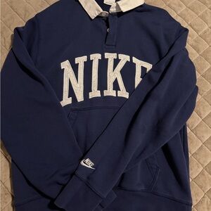 Nike Navy Pullover with White Collar and Label